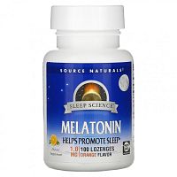 Source Naturals, мелатонин, апельсин, 1,0 мг, 100 пастилок