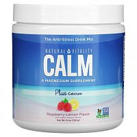 Natural Vitality, CALM, антистрессовая смесь для напитков, с кальцием, малина и лимон, 226 г (8 унций) Natural Vitality, CALM, антистрессовая смесь для напитков, с кальцием, малина и лимон, 226 г (8 унций)