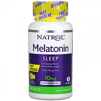 Natrol, Мелатонин, быстрорастворимый, максимальная эффективность, цитрусовые, 10 мг, 60 таблеток Natrol, Мелатонин, быстрорастворимый, максимальная эффективность, цитрусовые, 10 мг, 60 таблеток