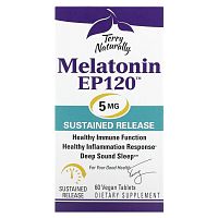 Terry Naturally, Melatonin EP120, 5 мг, 60 веганских таблеток Terry Naturally, Melatonin EP120, 5 мг, 60 веганских таблеток