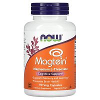 NOW Foods, Magtein, L-треонат магния, 90 растительных капсул NOW Foods, Magtein, L-треонат магния, 90 растительных капсул