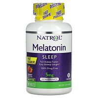Natrol, Мелатонин, быстрорастворимый, экстра сила, клубника, 5 мг, 150 таблеток Natrol, Мелатонин, быстрорастворимый, экстра сила, клубника, 5 мг, 150 таблеток