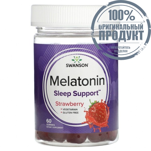 Swanson, Мелатонин, клубника, 60 жевательных таблеток Swanson, Мелатонин, клубника, 60 жевательных таблеток