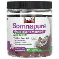 Force Factor, Somnapure, жевательные таблетки с мелатонином, 5 мг, ягодный вкус, 120 жевательных таблеток Force Factor, Somnapure, жевательные таблетки с мелатонином, 5 мг, ягодный вкус, 120 жевательных таблеток