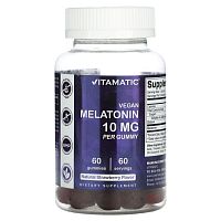 Vitamatic, Веганский мелатонин, натуральная клубника, 10 мг, 60 жевательных таблеток Vitamatic, Веганский мелатонин, натуральная клубника, 10 мг, 60 жевательных таблеток