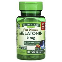 Nature's Truth, Мелатонин, Натуральные ягоды, 5 мг, 90 быстро растворяющихся таблеток Nature's Truth, Мелатонин, Натуральные ягоды, 5 мг, 90 быстро растворяющихся таблеток