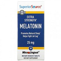 Superior Source, Мелатонин повышенной силы действия, 25 мг, 60 быстрорастворимых таблеток MicroLingual Superior Source, Мелатонин повышенной силы действия, 25 мг, 60 быстрорастворимых таблеток MicroLingual